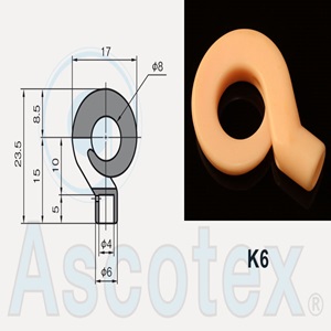 Móc Sứ Ceramic dẫn hướng Ascotex Dogtail Yarn Guide K6